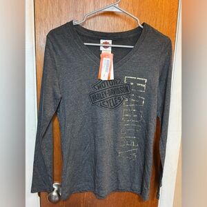 Harley-Davidson Women's Gray Long Sleeve T-Shirt Size M